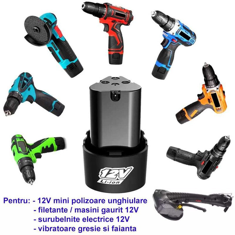 Acumulator Li-Ion 12V 2Ah filetanta, vibrator gresie polizor Acumulator Li-Ion 12V 2Ah filetanta, vibrator gresie polizor